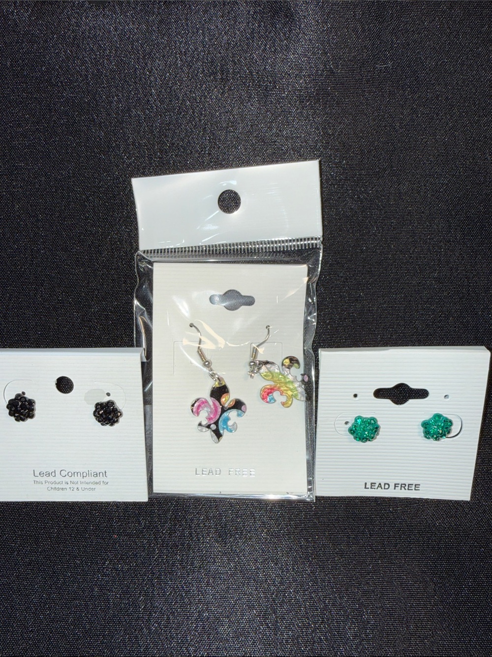 Multicolor Fleur-de-Lis Dangle Earrings - Lead Free